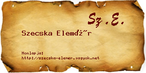 Szecska Elemér névjegykártya